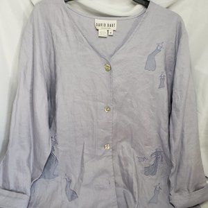 David Dart Linen Womens Tunic Jacket (Size M)